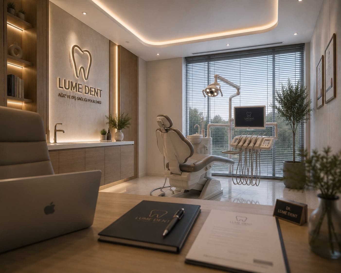 Lume Dent İstanbul diş kliniği iç mimari tasarım görünümü 1.